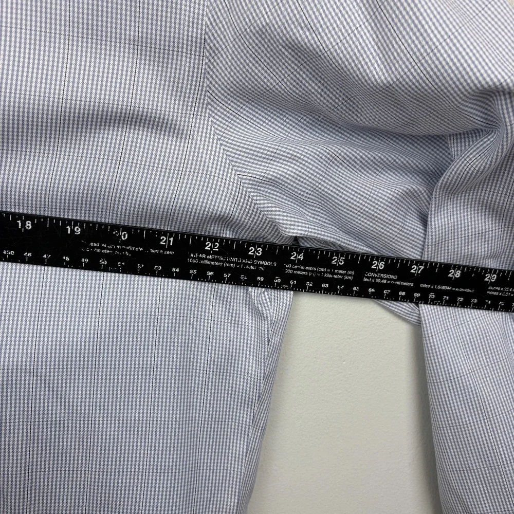Charles Tyrwhitt Shirt‎ Mens 17/36 Blue Non Iron Slim Fit Gingham Check Dress